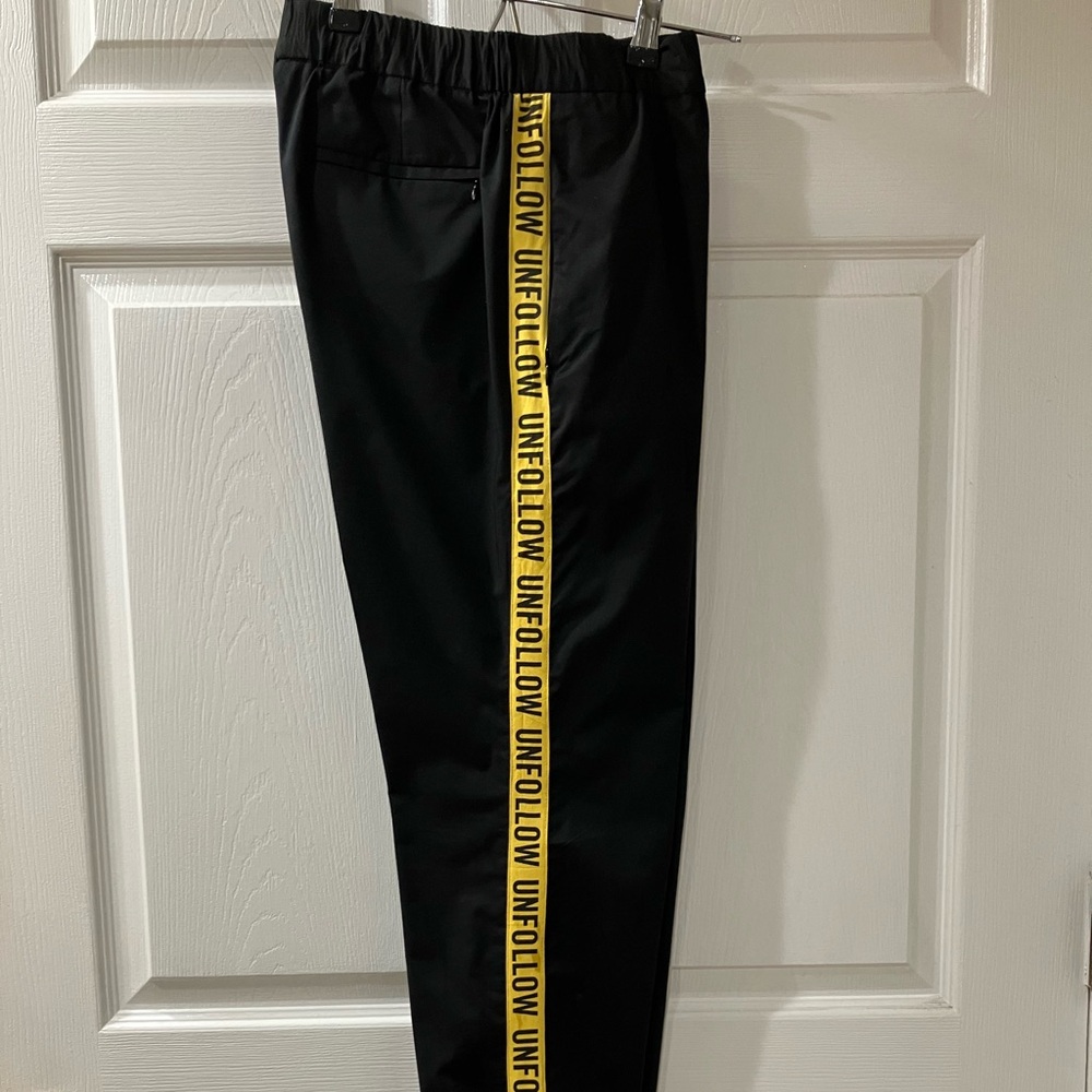 ZARA MENS BLACK PANTS with Yellow Side Stripe SIZE 30